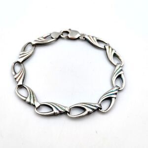 Vintage Sterling Silver 925 Ornate/Fancy Links Bracelet 7.75" Made In Italy